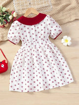 cute sweet baby girls doll collar comfortable breathable floral dress