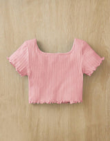 Girl's Pink Color Top-Short Set