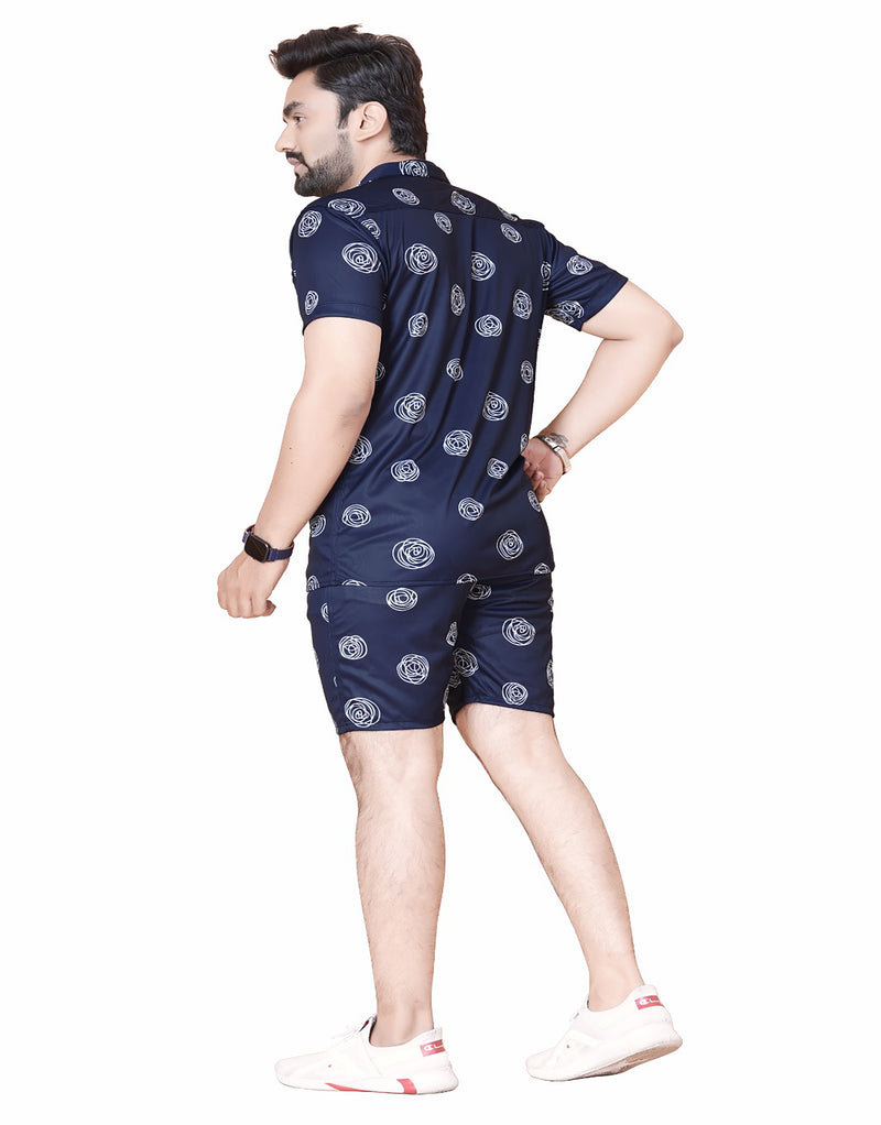 Men's Printed Dark Blue Color Night Suit