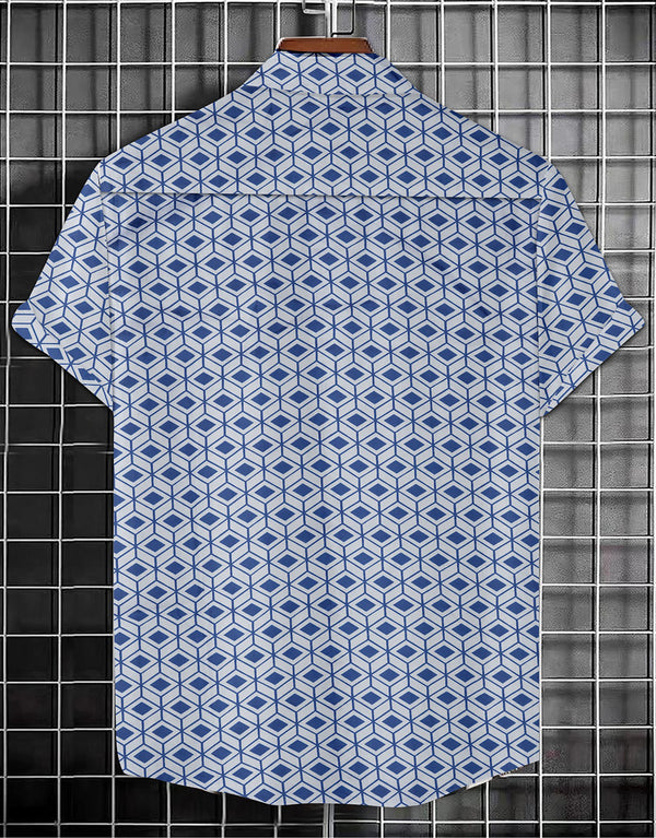 Men's Shirt Line Pattern Print Blue color