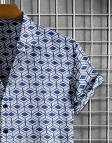 Men's Shirt Line Pattern Print Blue color