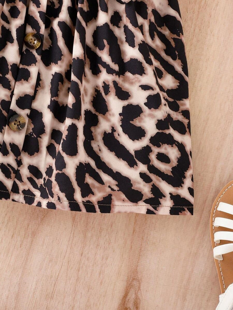 Girls Animal Print Sleeveless Casual Dress