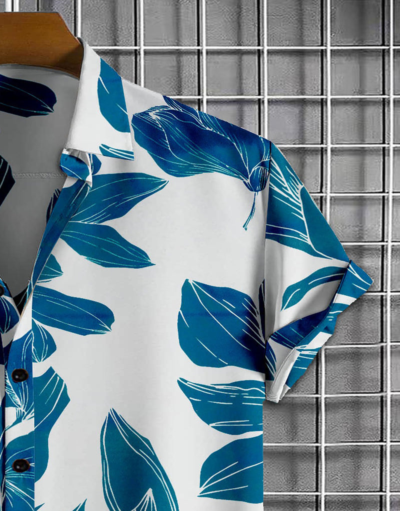 Men Printed Casual Light Blue Shirt