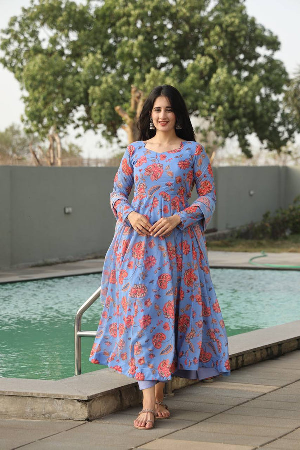 SKY BLUE COLOURED ANARKALI SUIT