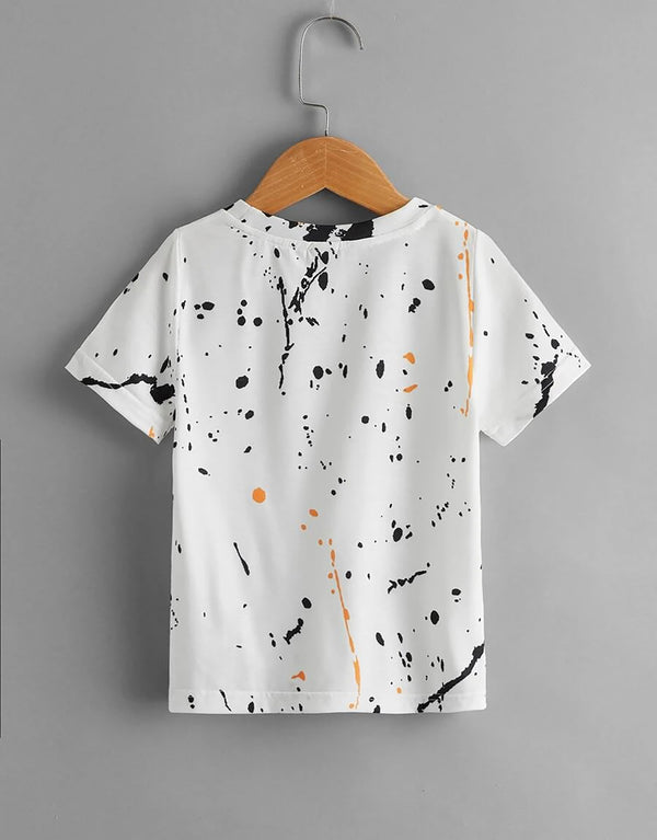 Boy's White Printed T-Shirt