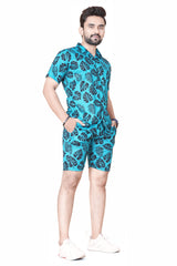 Men's Printed Blue Color Night Suit