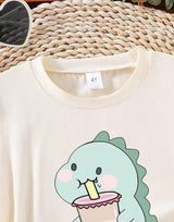 Girl's Cream Color Cartoon Print T-Shirt