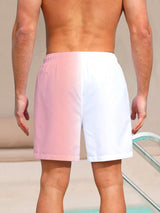 Men Two Tone Drawstring Waist Swim Shorts