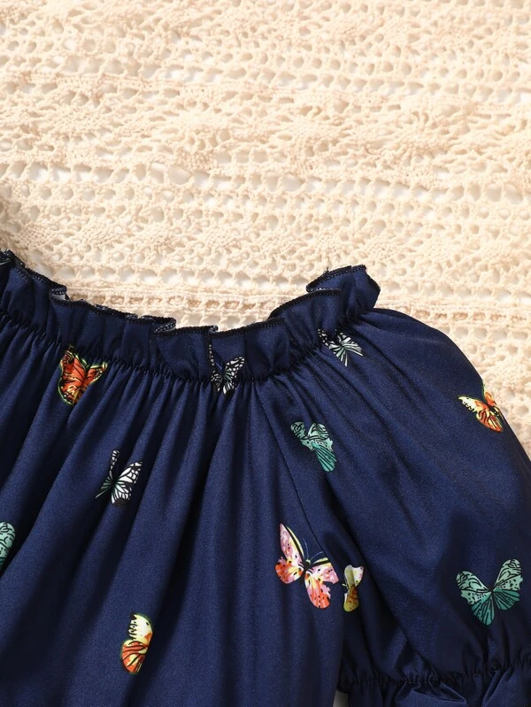 Baby Butterfly Print Top & Skirt