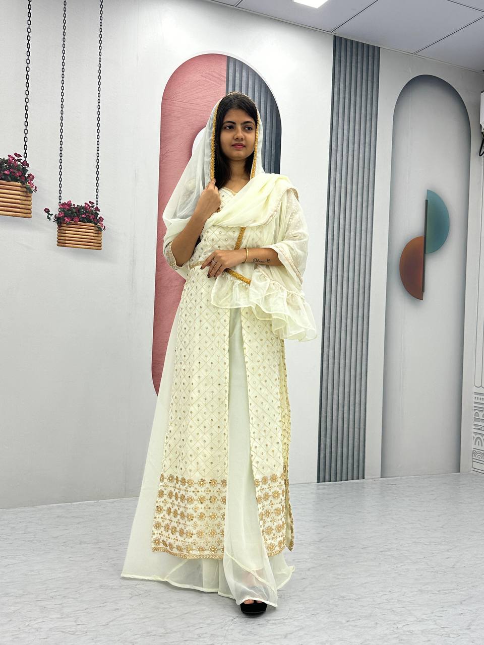 Party Wear Georgette Heavy Embroidery Work Plazzo Suit