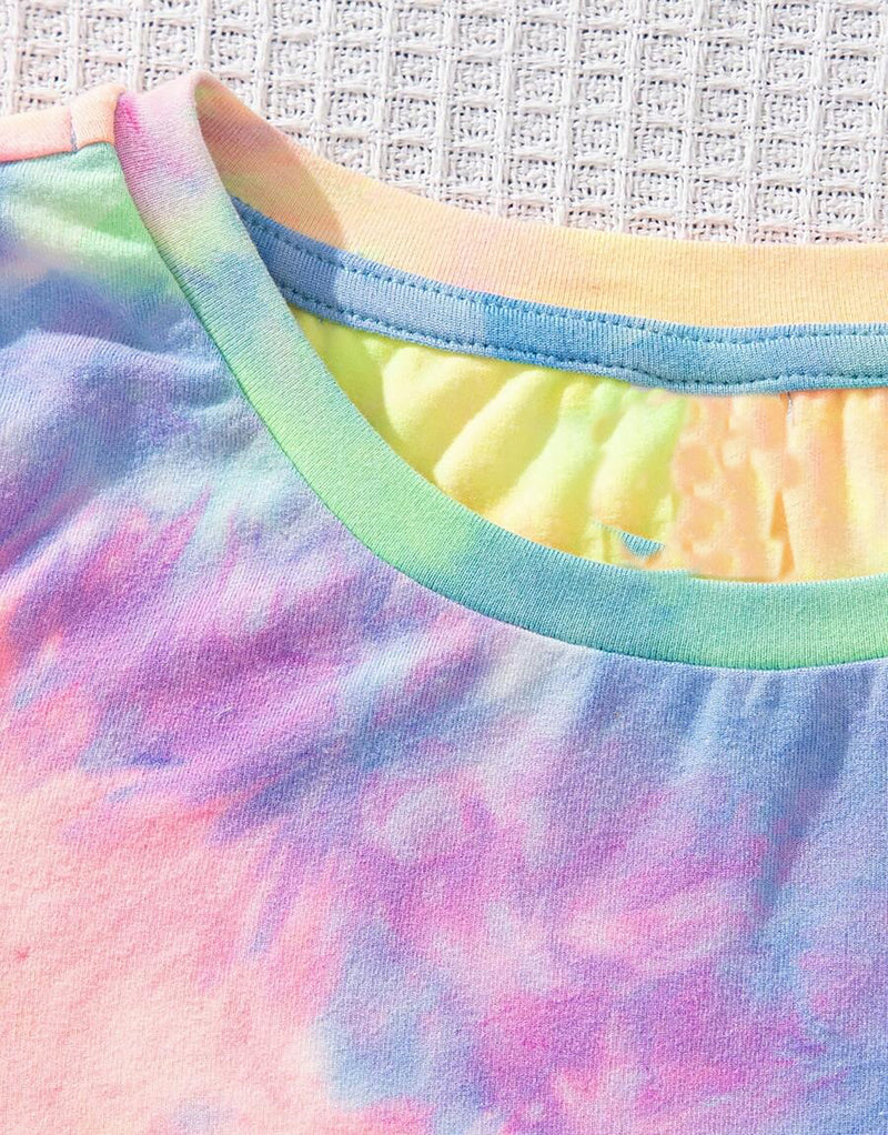 Girl's Tie Dye Set Graphic T-Shirt And Short Pair