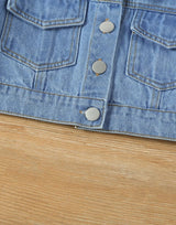 Denim Blue Jacket & Fold Pleated Shorts