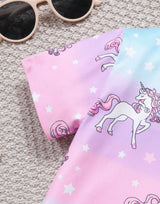 Girl's Unicorn Print Tie Dye set