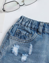 Girls Ripped Hem Denim Shorts