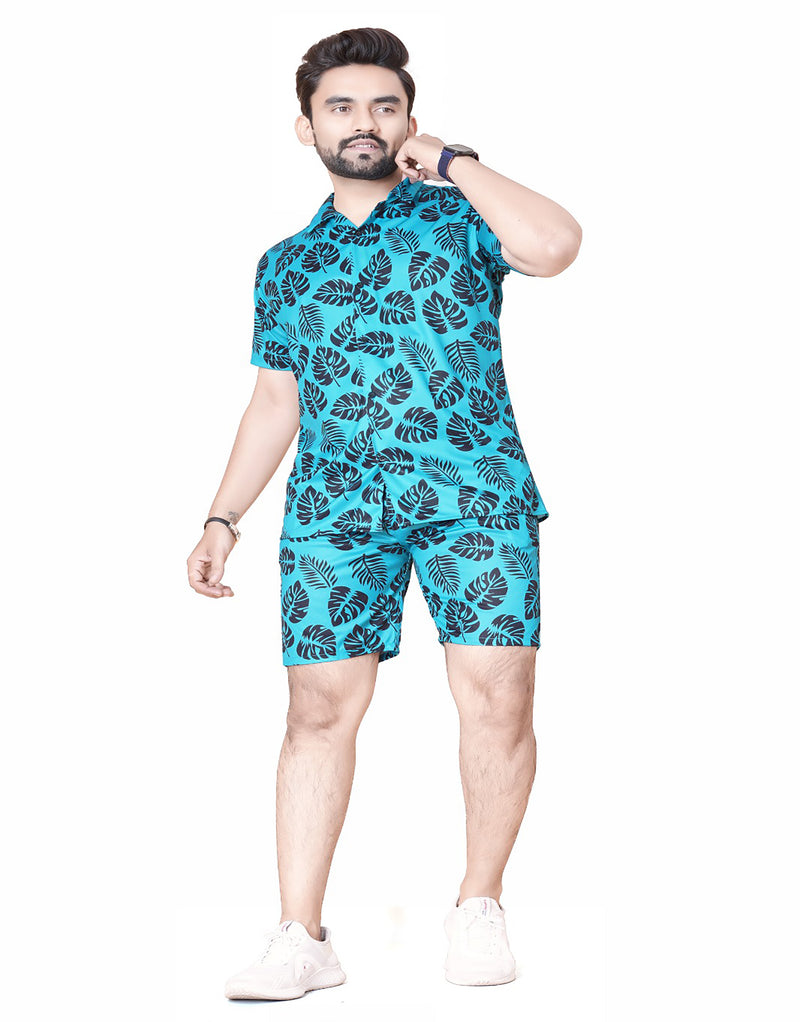 Men's Printed Blue Color Night Suit