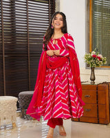 FESTIVAL SPECIAL LEHERIYA GOWN WITH DUPATTA AND PENT