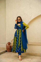 FESTIVAL SPECIAL LEHERIYA GOWN WITH DUPATTA AND PENT