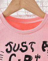 Girl's Pink Color T-shirt Short Pair