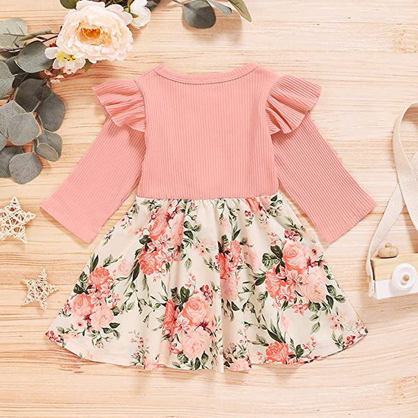 Baby Girl Outfits Long Sleeve Dress Button Down Ruffled Princess Dress