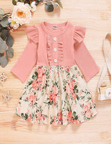 Baby Girl Outfits Long Sleeve Dress Button Down Ruffled Princess Dress