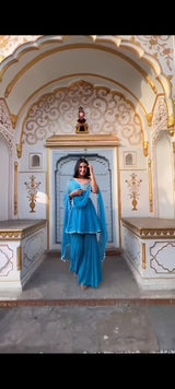 Celestial Blue Top Sharara Suit Set