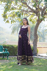 Faux Blooming Georgette Embroidered Designer Gown