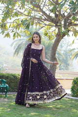 Faux Blooming Georgette Embroidered Designer Gown