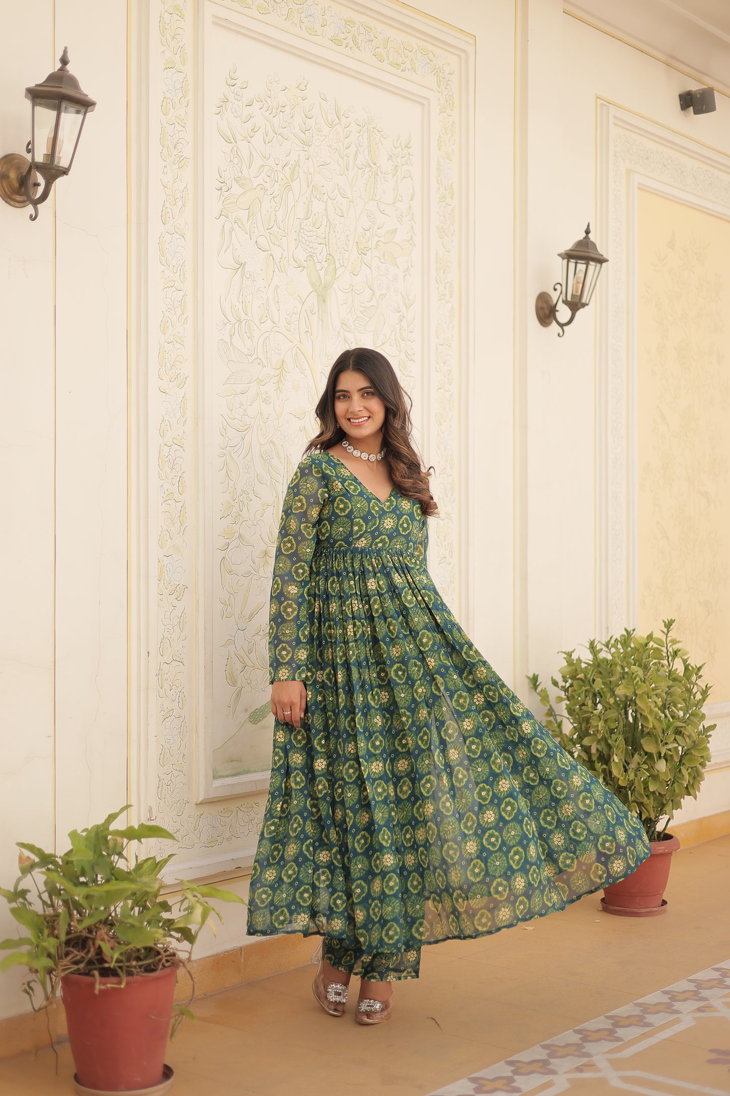 Designer Georgette With Print Multi Kurti & Plazzo
