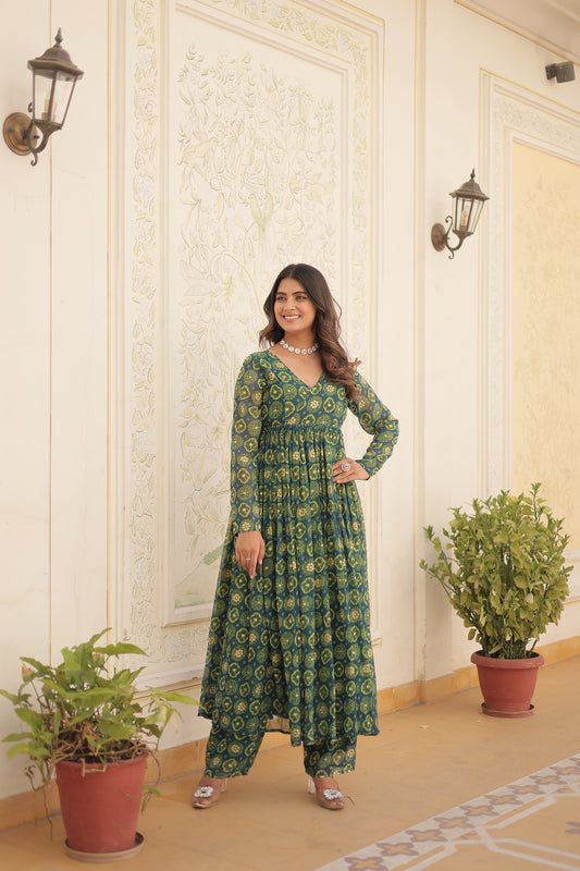 Designer Georgette With Print Multi Kurti & Plazzo