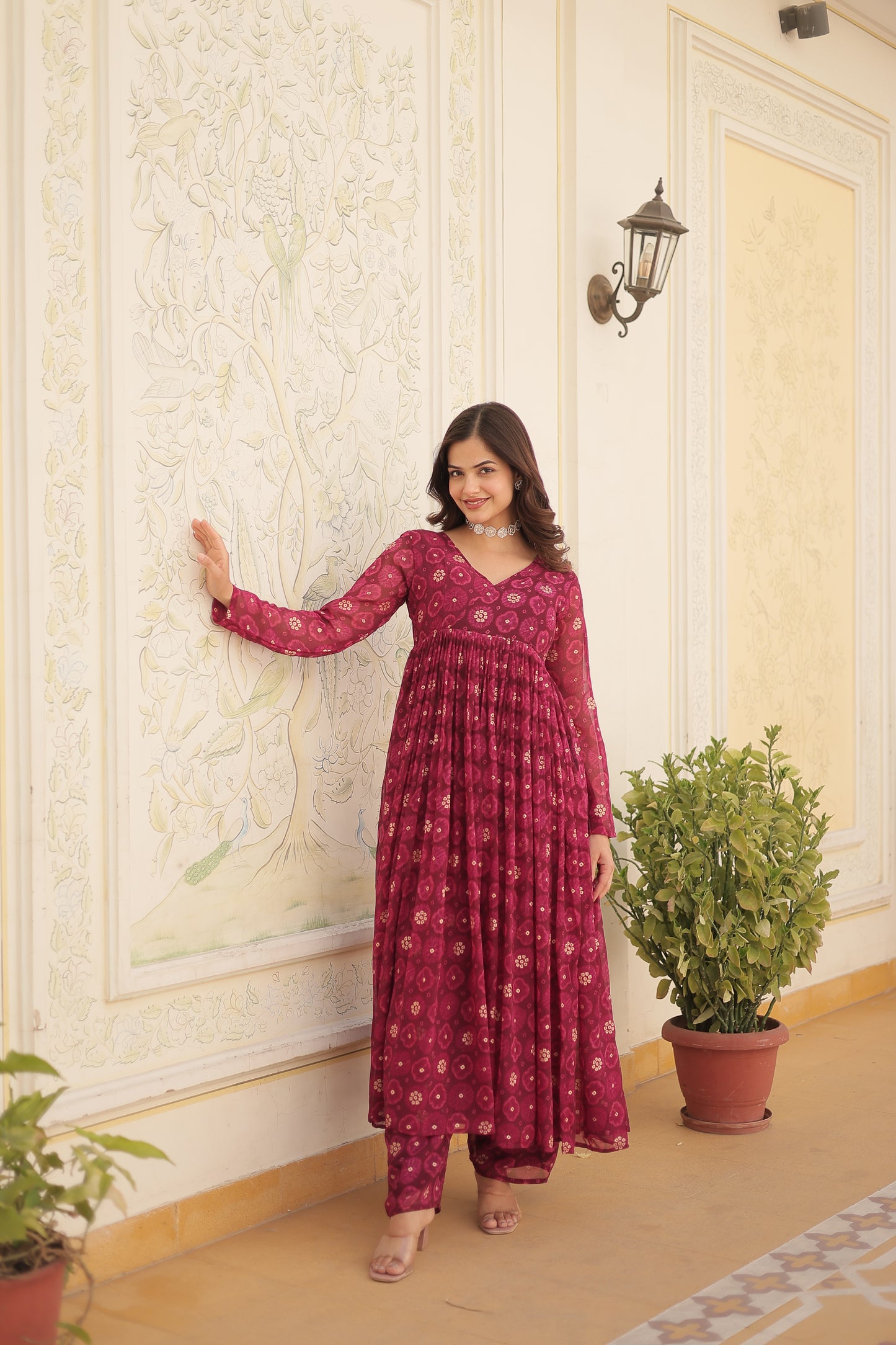 Designer Georgette With Print Multi Kurti & Plazzo