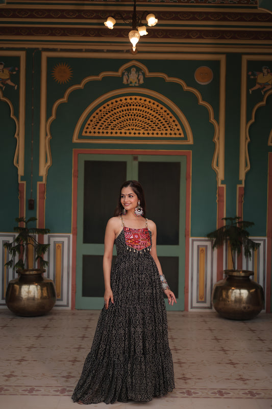 Bandhani Printed Georgette Gown