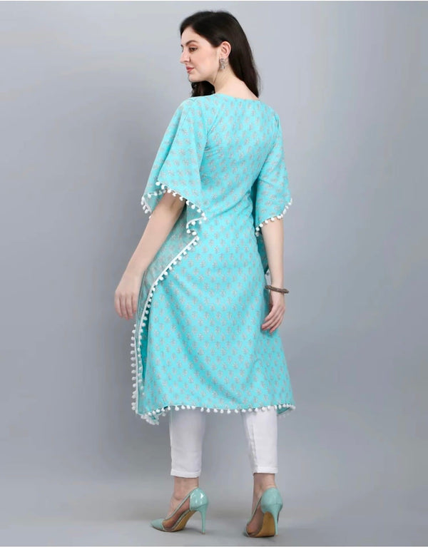 Women's Printed Blue Stylish Kurtis