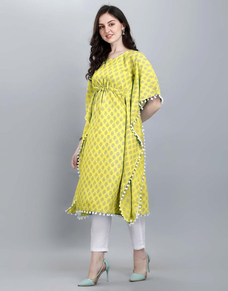 Yellow Cotton kurtis for Girls