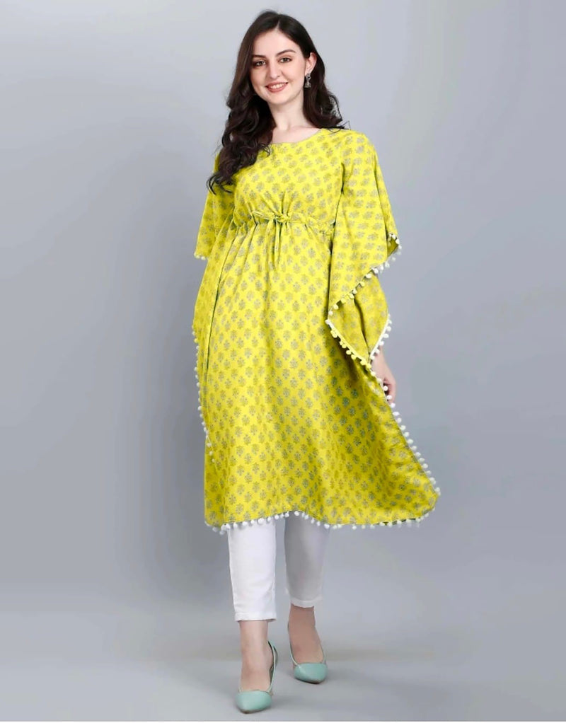 Yellow Cotton kurtis for Girls